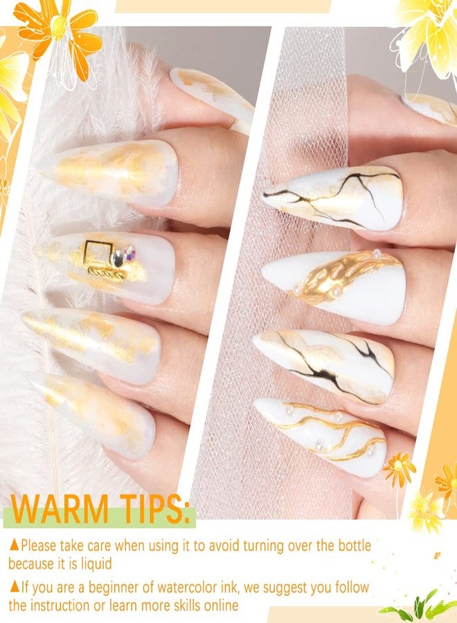SUPWEE Gold Marble Watercolor Ink Nail Painting Nail Art Blooming Nail Polish Flower Nail Art Design - Image 4