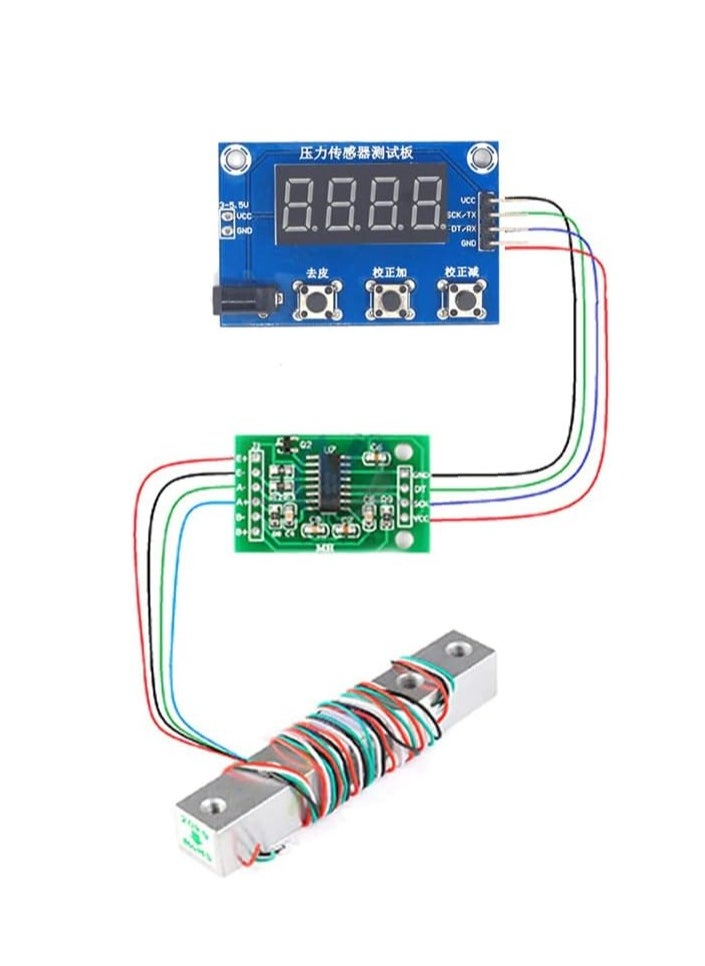 4Pcs 50kg Human Scale Load Cell Weight Sensors + HX711 AD Module + weighing display module Body Load Cell Weighing Pressure Sensors Measurement Tools Kit
