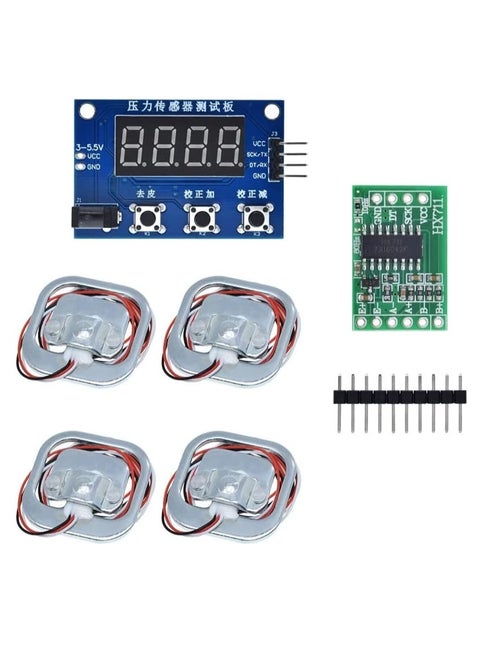 4Pcs 50kg Human Scale Load Cell Weight Sensors + HX711 AD Module + weighing display module Body Load Cell Weighing Pressure Sensors Measurement Tools Kit