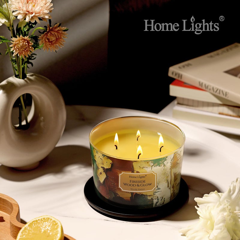 Home Lights Homelights 4-Wick Candles For Home Scented - 18Oz Soy Wax Blend Candle Long-Lasting Fragrance  Industrial Chic Home Decor And Housewarming Gifts  Fireside Wood & Glow - Image 5