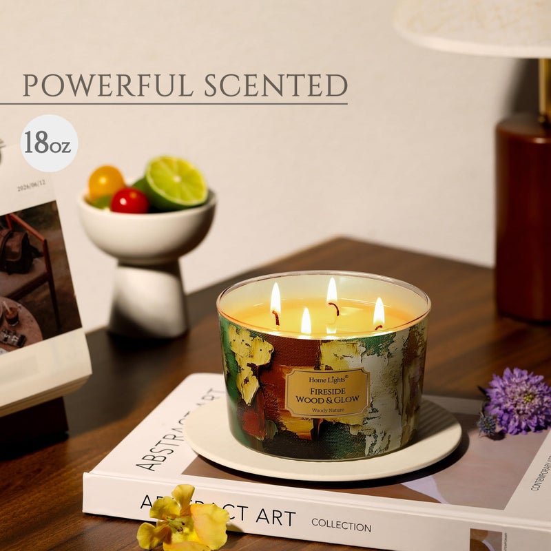 Home Lights Homelights 4-Wick Candles For Home Scented - 18Oz Soy Wax Blend Candle Long-Lasting Fragrance  Industrial Chic Home Decor And Housewarming Gifts  Fireside Wood & Glow - Image 2