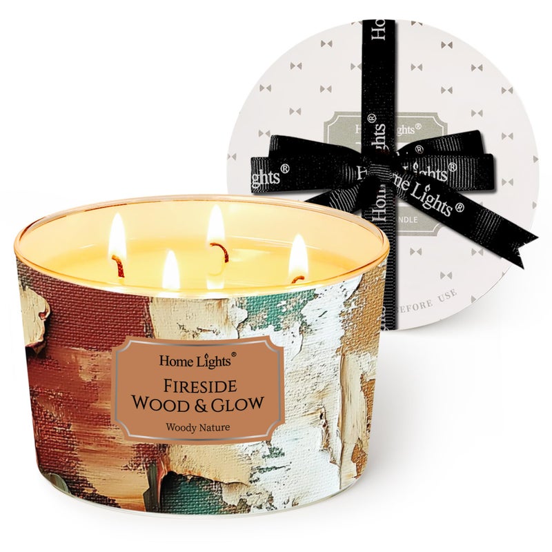 Home Lights Homelights 4-Wick Candles For Home Scented - 18Oz Soy Wax Blend Candle Long-Lasting Fragrance  Industrial Chic Home Decor And Housewarming Gifts  Fireside Wood & Glow - Image 1