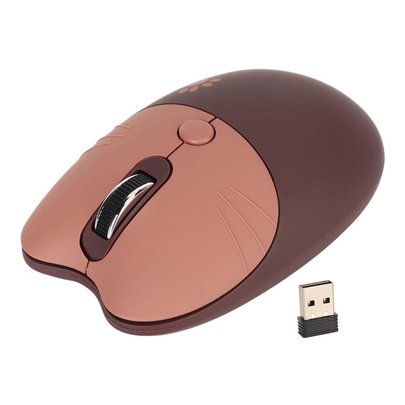 Cute Cat Wireless Mouse 2 4G USB Silent Portable 3 DPI For Laptops Coffee Color - Image 2