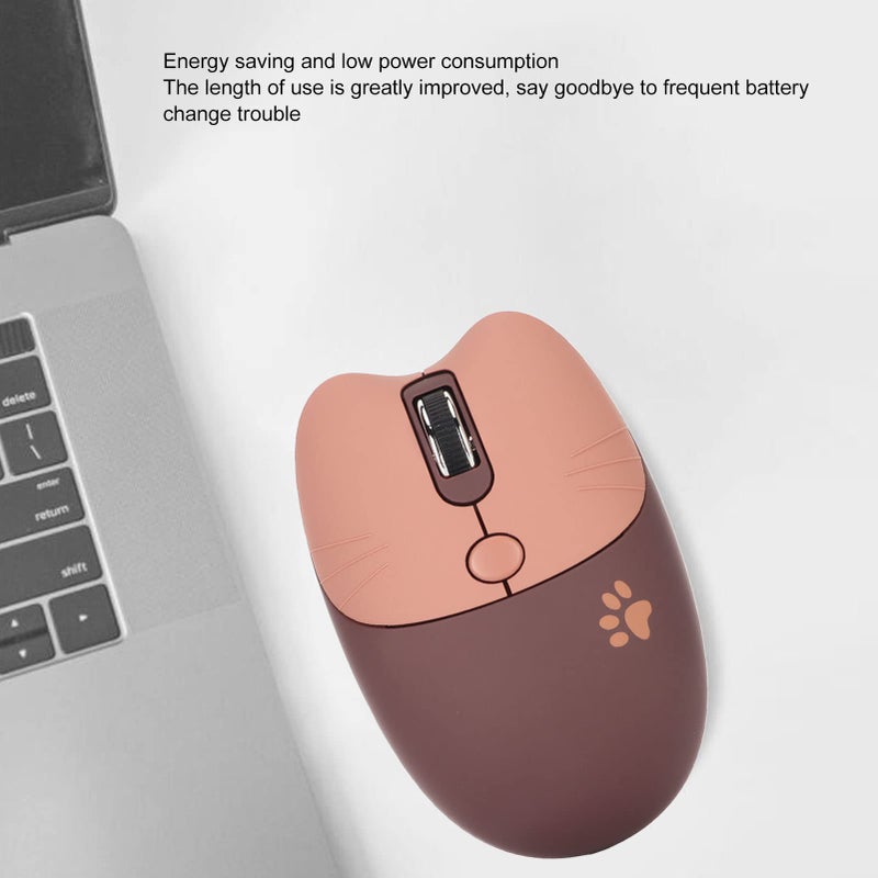 Cute Cat Wireless Mouse 2 4G USB Silent Portable 3 DPI For Laptops Coffee Color - Image 3