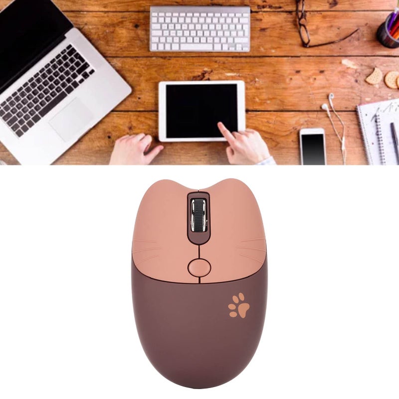 Cute Cat Wireless Mouse 2 4G USB Silent Portable 3 DPI For Laptops Coffee Color - Image 4