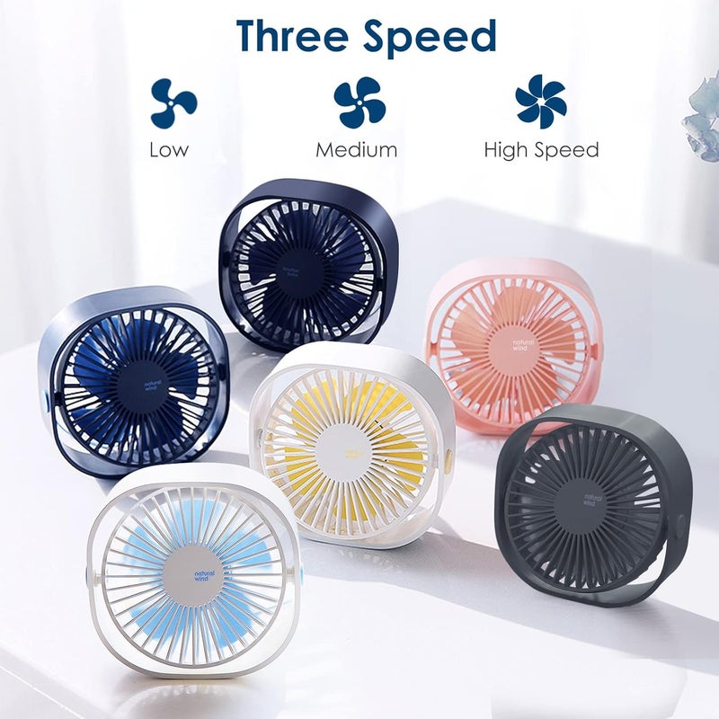 Simpeak Small USB Fan Small Quiet Portable USB Powered ONLY (No Battery), Cooling 3 Speed Setting 360° Adjustable Swivel Desktop Personal Fan for Home Office Bedroom Outdoor Travel Summer, Blue - Image 5