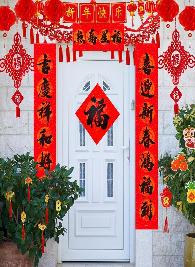 Natalolo Chinese New Year Decoration 2026 Lunar Happy Horse, 66 Pcs Ornaments Set Red Envelopes Hongbao Paper Red Lantern Couplets Banner Lucky Hanging Ornaments Fu Spring Festival Gift Vietnamese Decoration - Image 5
