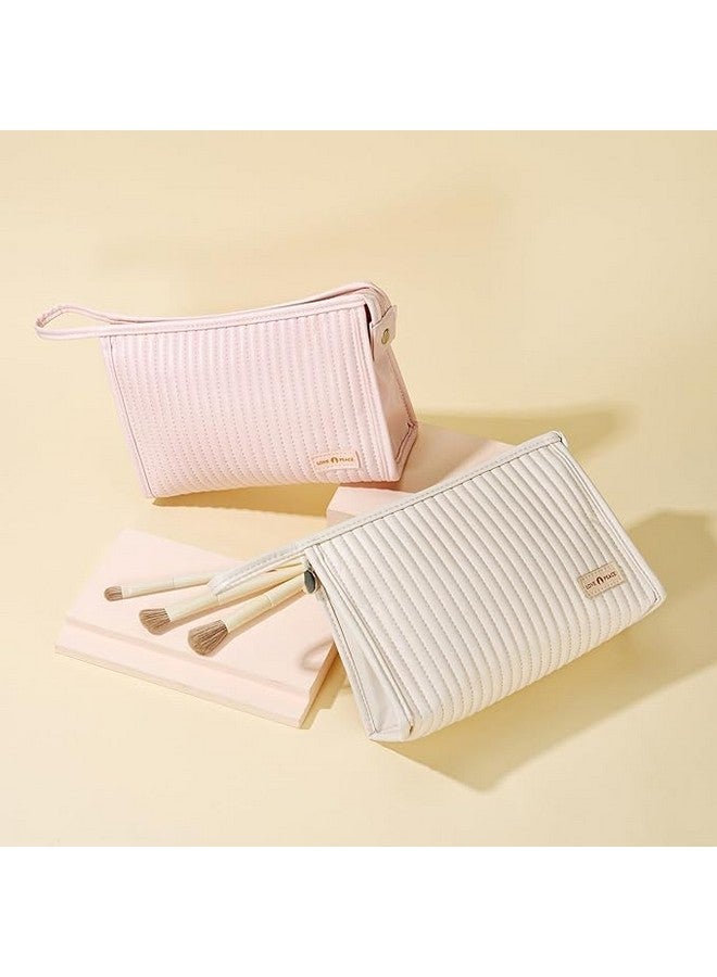 SHOPECOM Toast Cosmetic Bag Travel Makeup Bag Cosmetic Bag with Handle, Zippered Makeup Handbag with Mesh Pockets, Gifts for Women and Girls Portable Zip Pouch Aesthetic Bag (1 pcs) - Image 2