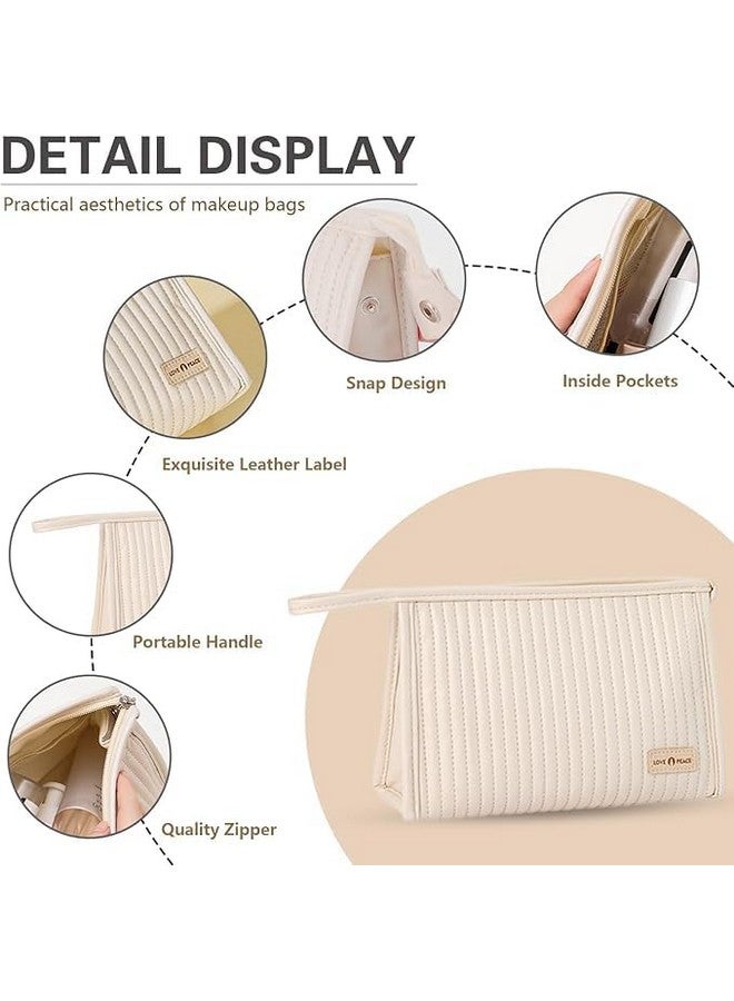 SHOPECOM Toast Cosmetic Bag Travel Makeup Bag Cosmetic Bag with Handle, Zippered Makeup Handbag with Mesh Pockets, Gifts for Women and Girls Portable Zip Pouch Aesthetic Bag (1 pcs) - Image 4