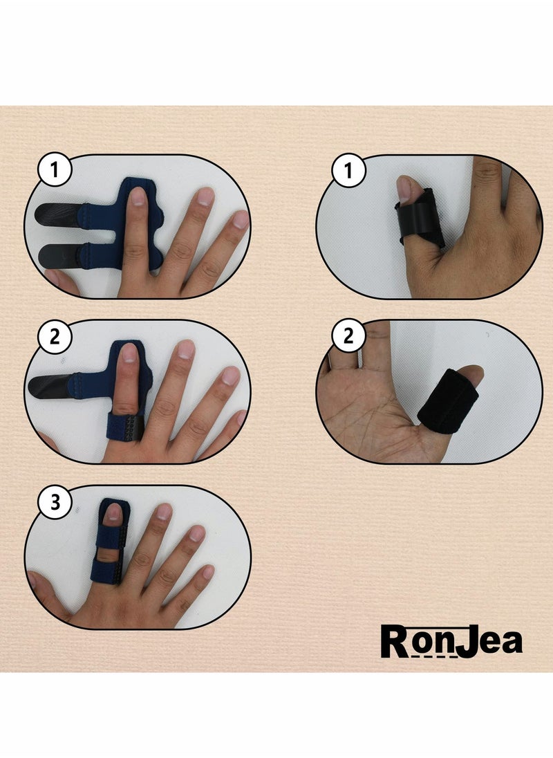 KASTWAVE - 6 Pcs Trigger Finger Splints, 4 Double Straps & 2 Single Straps Finger Splint Support Brace Kit, Finger Straightener for Broken / Straightening / Arthritis - Image 1