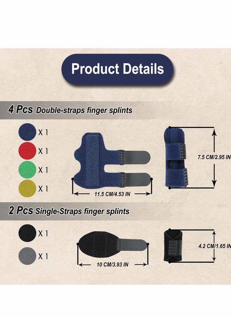 KASTWAVE - 6 Pcs Trigger Finger Splints, 4 Double Straps & 2 Single Straps Finger Splint Support Brace Kit, Finger Straightener for Broken / Straightening / Arthritis - Image 1