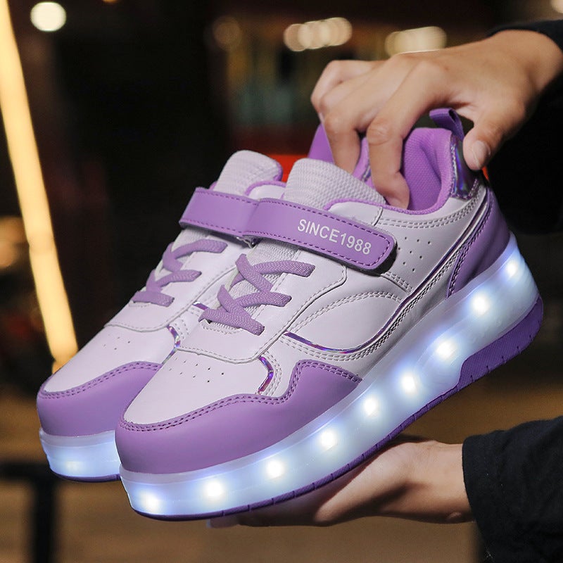 Selling High-Looking Walking Shoes Boys And Girls Rechargeable Flash Skate Shoes Student Double-Wheel Skate Shoes With Switch - Image 3