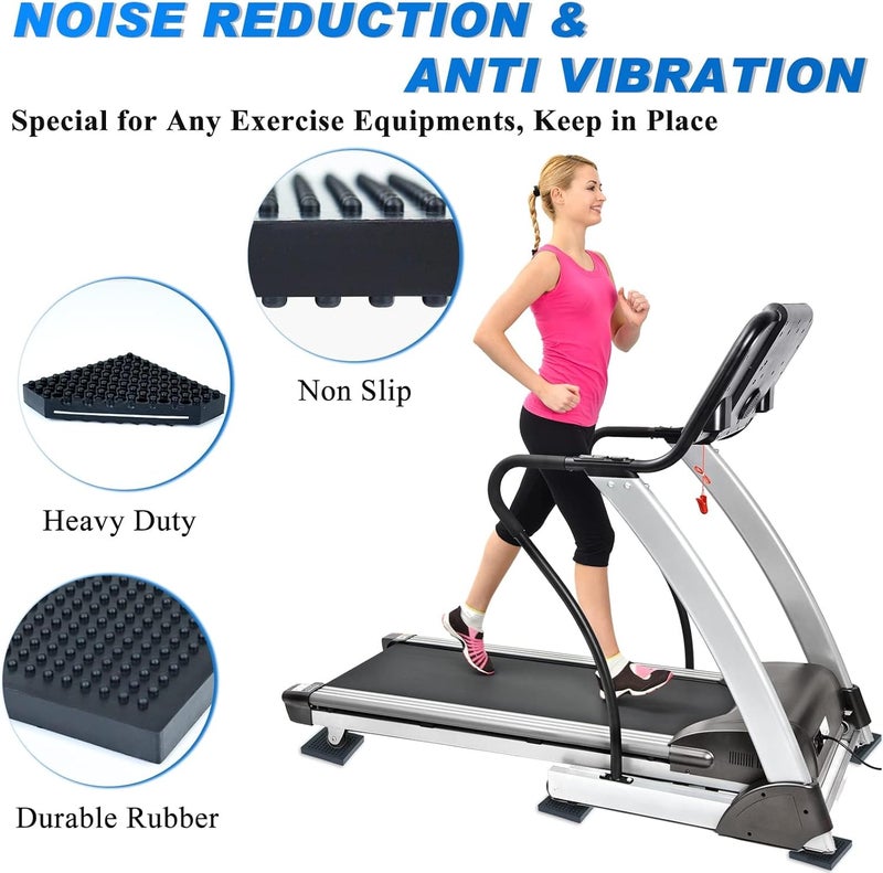 BXI Exercise Equipment Mat Heavy Duty - 4 x 4 x 0.8 Inches 4 Pcs Non Slip Noise Reduction Anti Vibration Treadmill Stationary Bike Mats, Thick Steel Embedded Rubber Pad for Hardwood Floors & Carpet - Image 4