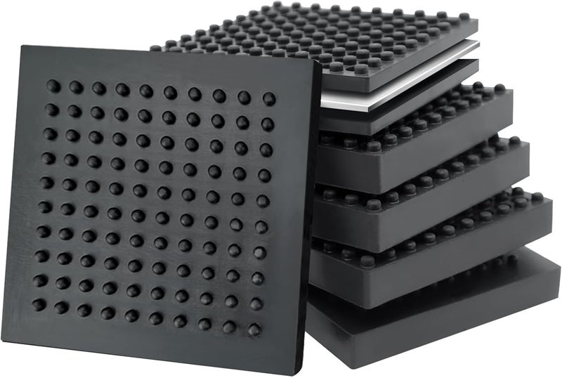 BXI Exercise Equipment Mat Heavy Duty - 4 x 4 x 0.8 Inches 4 Pcs Non Slip Noise Reduction Anti Vibration Treadmill Stationary Bike Mats, Thick Steel Embedded Rubber Pad for Hardwood Floors & Carpet - Image 1