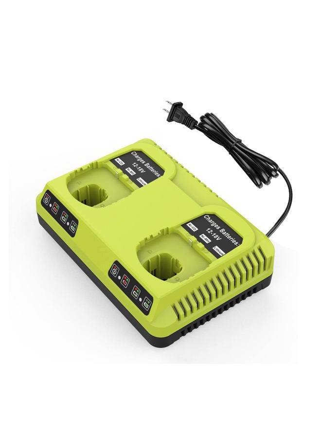 Energup Replacement 2Port P117 Dual Chemistry 18V Battery Charger for Ryobi 18V Battery ONE+ P117 P118 for Ryobi 18V Max Lithium NiCd Battery P100 P102 P103 P105 P107 P108 Ryobi Battery Charger - Image 1