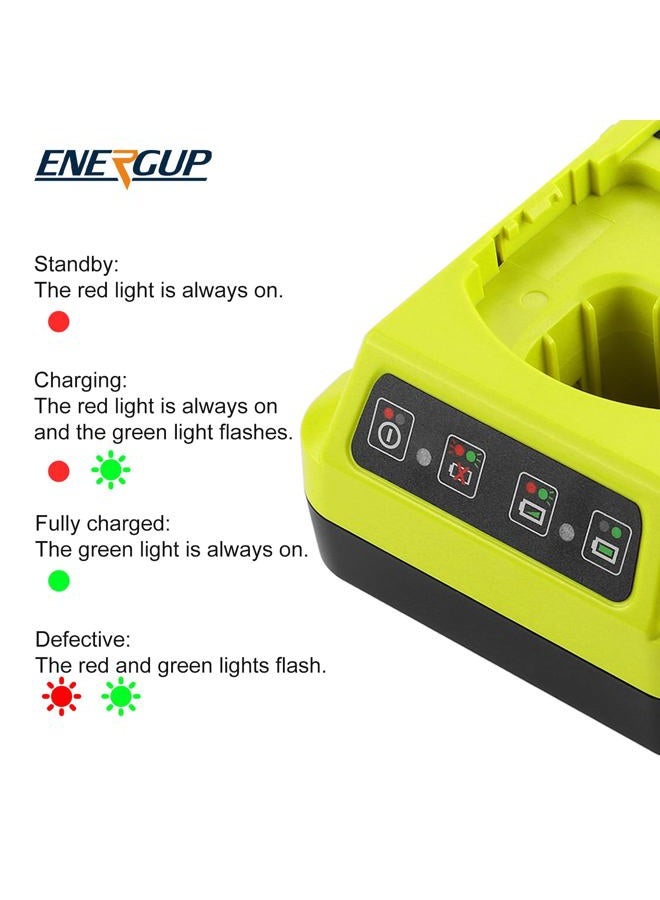 Energup Replacement 2Port P117 Dual Chemistry 18V Battery Charger for Ryobi 18V Battery ONE+ P117 P118 for Ryobi 18V Max Lithium NiCd Battery P100 P102 P103 P105 P107 P108 Ryobi Battery Charger - Image 4