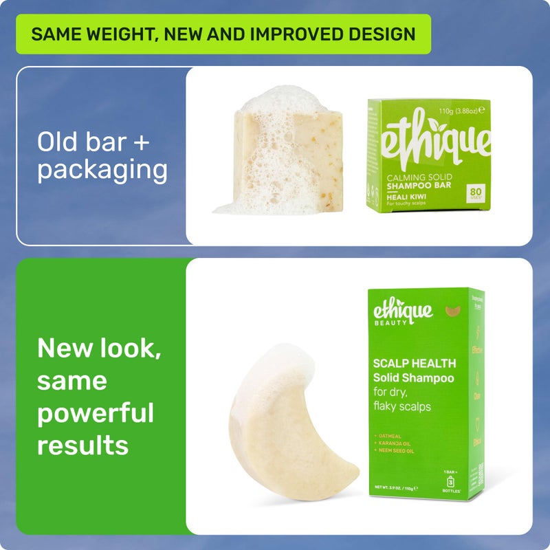 Ethique Scalp Health Shampoo Bar for itchy, dry, flaky scalps with Oatmeal - Plastic-Free, Vegan, Cruelty-Free, 3,88 oz - Formerly Heali Kiwi - Image 2