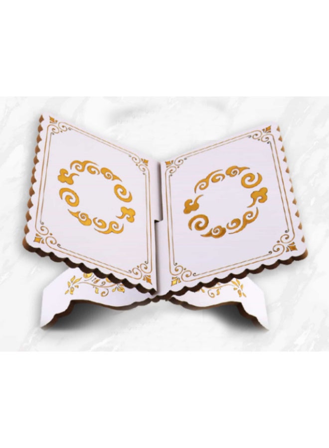 A luxurious, decorative wooden Quran stand measuring 20 x 30 cm, easy to use and apply.
