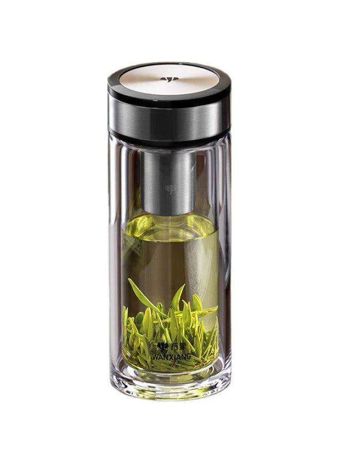 Wanxiang Double-Layer Glass Cup V48Rl Business Gift Box Set Tea Cup Titanium Black With Filter Mesh Water Cup Car Portable Office Cup - Image 2