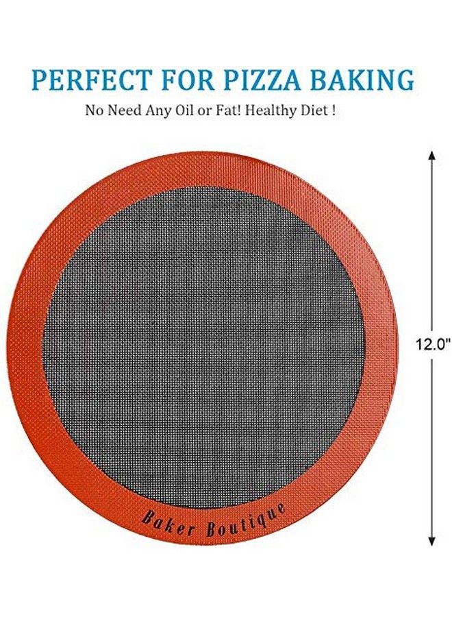 Baker Boutique Perfect Pizza Mat Nonstick Silicone Baking Cake Liner 12" Round Heat Resistant Toaster Pad Reusable Perforated Steaming Mesh For Bread/Cookie/Pastry (Orange) - Image 4