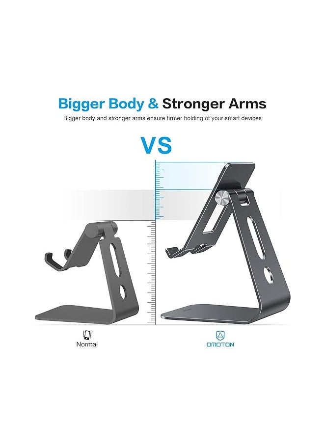 Generic - Adjustable Tablet Stand for Desk, Upgraded Longer Arm for Great Stability, OMOTON T2 Tablet Phone Stand Holder with Hollow Design for Bigger Sized Phones and Tablets Such as iPad Pro/Air/Mini, Black - Image 1