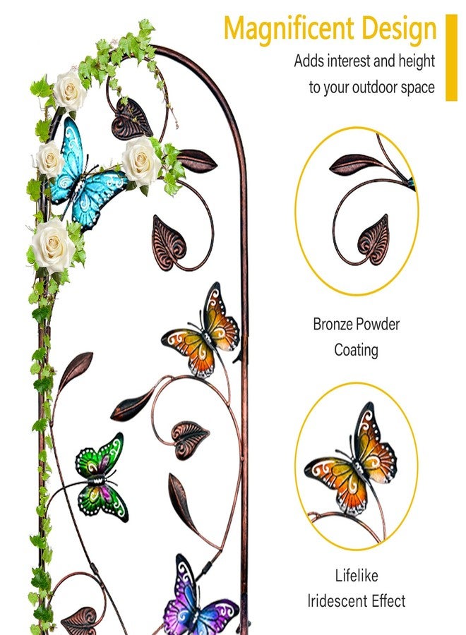 aboxoo Set of 2 Packs Butterfly Metal Garden Trellis for Climbing Plants,Outdoor Decorative Flowers Arch Fence Trellis for Outdoor Patio,Garden,Lawn,Yard,Backyard,Wall Brackets,60'' H x 11'' W - Image 3