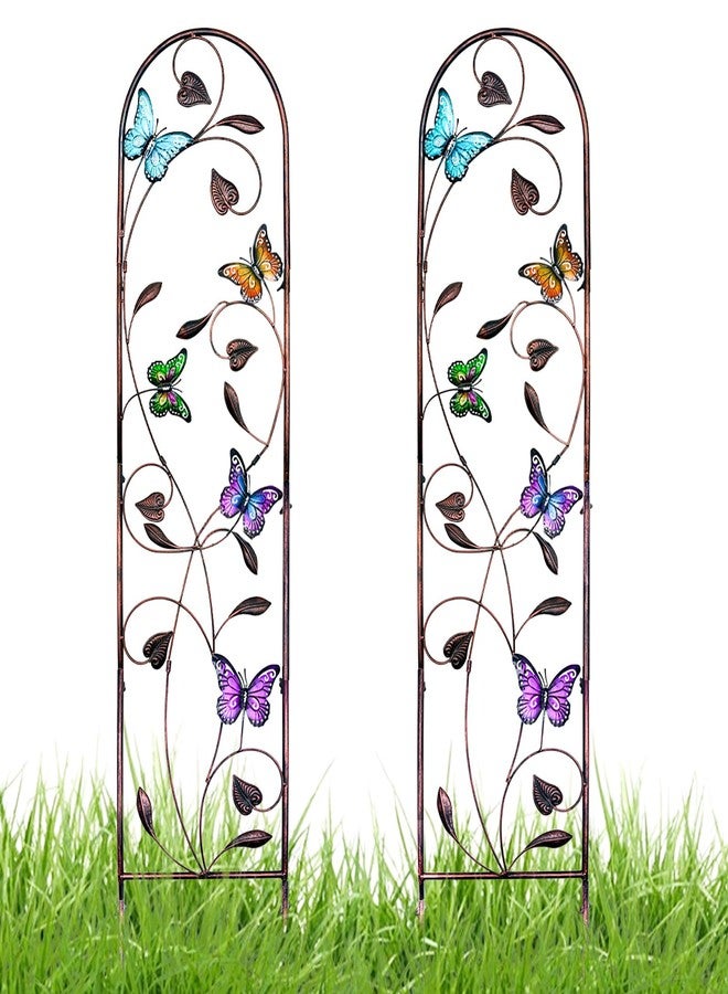 aboxoo Set of 2 Packs Butterfly Metal Garden Trellis for Climbing Plants,Outdoor Decorative Flowers Arch Fence Trellis for Outdoor Patio,Garden,Lawn,Yard,Backyard,Wall Brackets,60'' H x 11'' W - Image 1