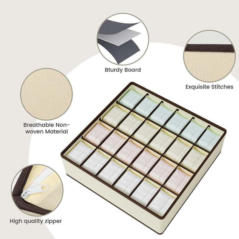 Bofoho 4 Pieces Pack Closet Dresser Drawer Divider Underbed Organizer Large Capacity Combination Bins for Socks PantiesTies BeltsBra Washable Foldable NonWoven Fabric Storage Boxes for Small Item - Image 2