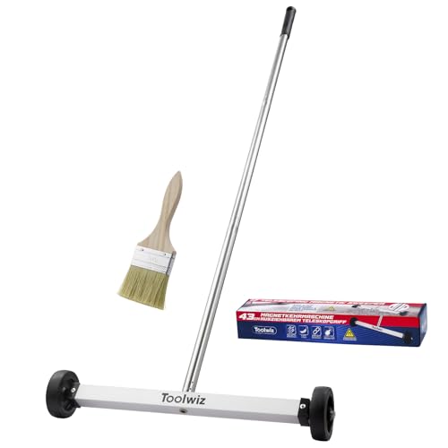 Toolwiz Magnetic Pick Up Sweeper 17inch Heavy Duty Magnet Pickup Lawn Sweeper Roofing Tools 88 Lbs Yard Tools with Smooth Wheels to Clean Nails for Construction - Image 1