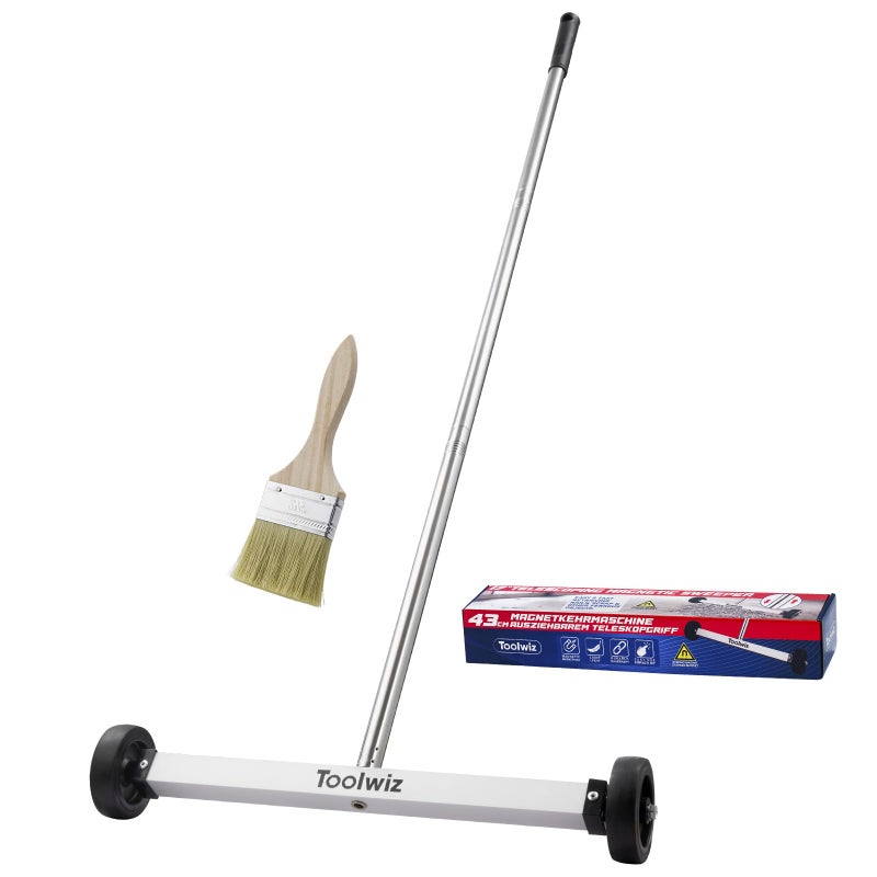 Toolwiz Magnetic Pick Up Sweeper 17inch Heavy Duty Magnet Pickup Lawn Sweeper Roofing Tools 88 Lbs Yard Tools with Smooth Wheels to Clean Nails for Construction - Image 2