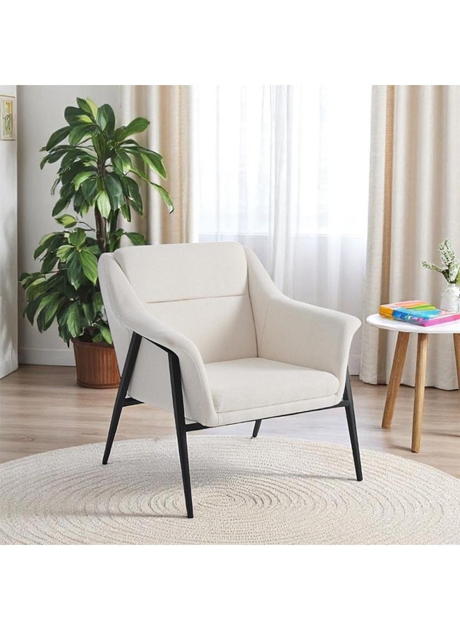 NZONE STORE Single Upholstered Chair with Sturdy Metal Frame || Off White  - Image 1