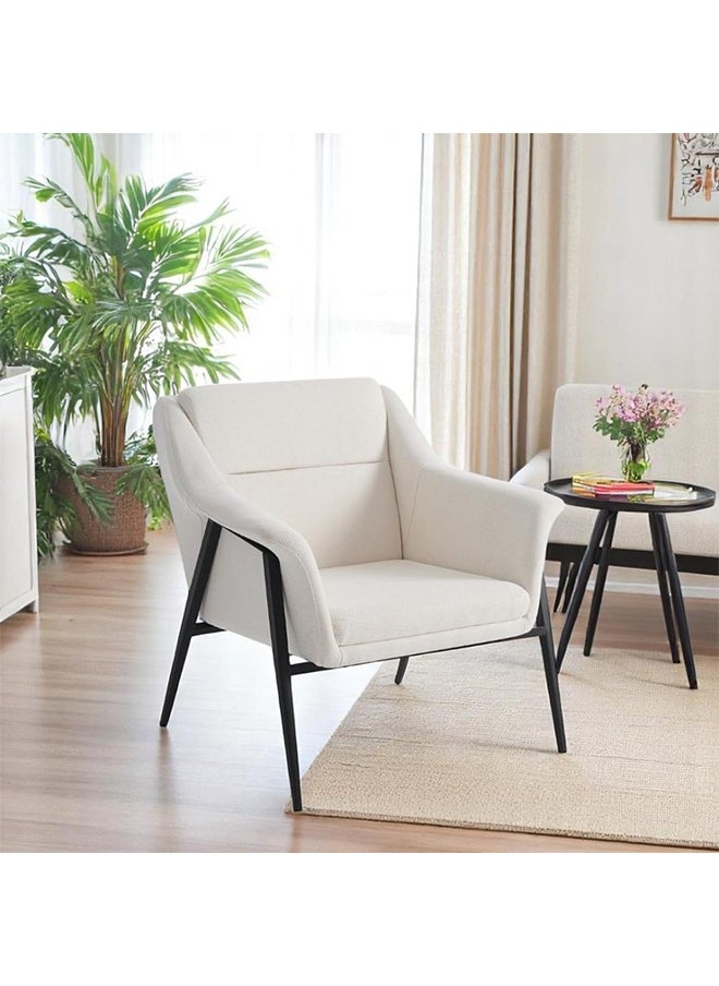 NZONE STORE Single Upholstered Chair with Sturdy Metal Frame || Off White  - Image 2