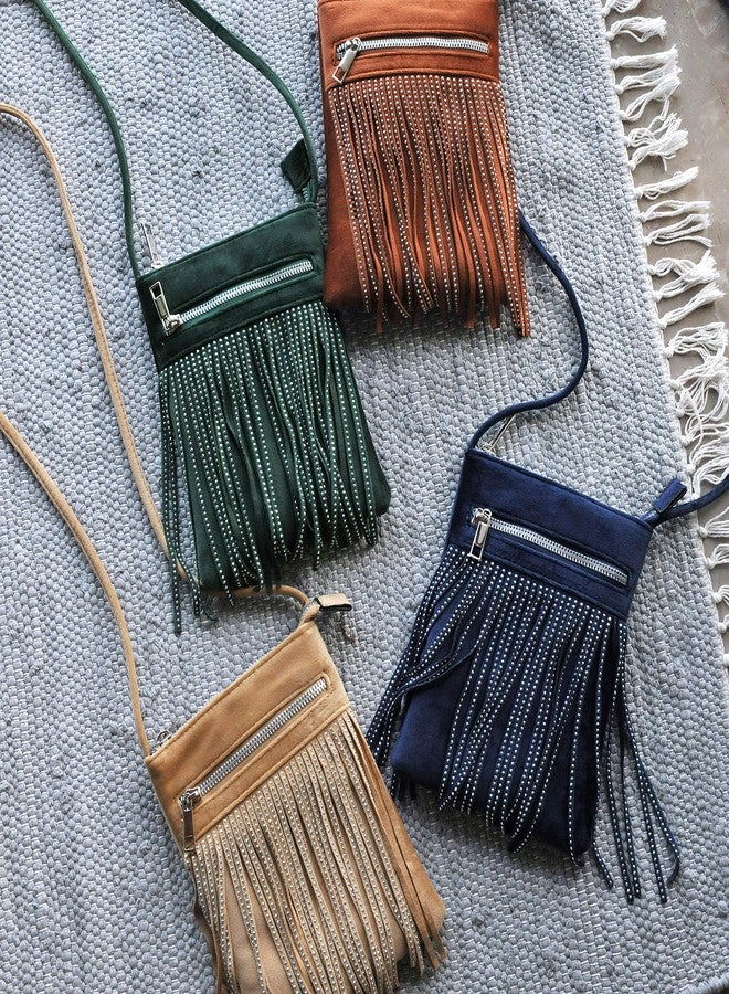 HOXIS Tassel Velvet Crossbody Bag Bling Glitter Purse Sparkle Women Evening Bag (Tan) - Image 5