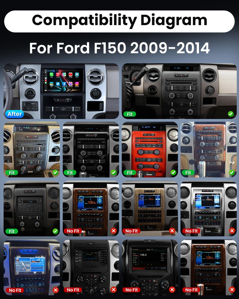 Fortdows Car Radio for Ford F150 2009-2014: Upgrade 9 inch 1280x800 HD Touchscreen Stereo with Wireless Carplay Android Auto 5G WiFi GPS Navigation Bluetooth FM Mirror Link, Free Backup Camera - Image 2