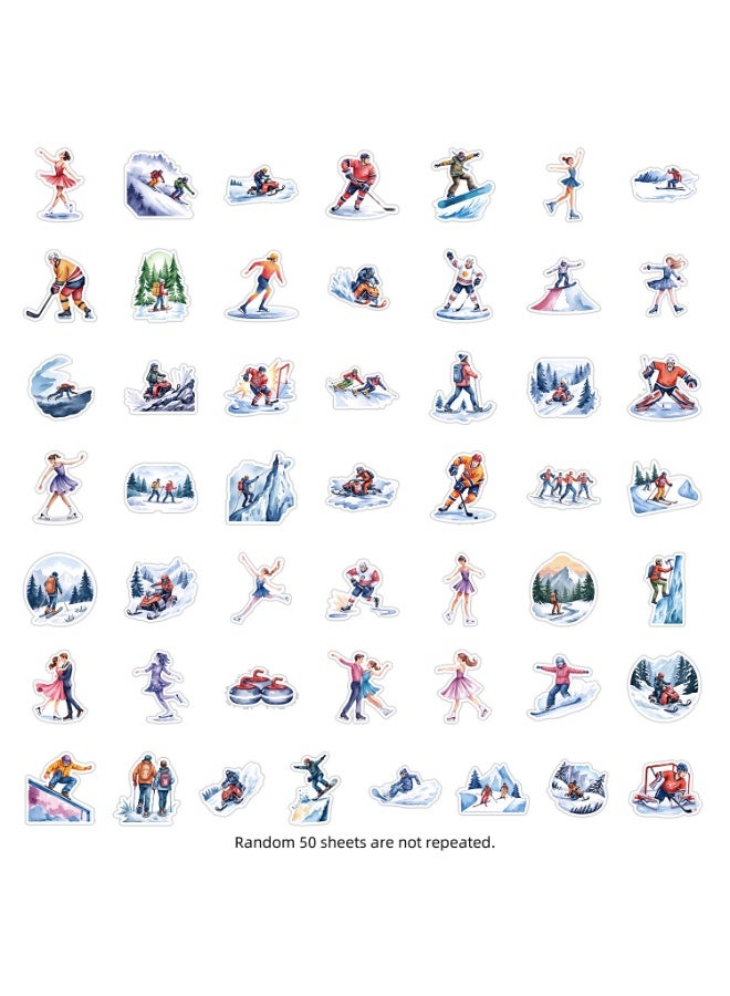 قوس قزح أورينبو 50 قطعة من ملصقات الرياضات الشتوية المصنوعة من الفينيل المقاومة للماء للسيارة وزجاجة الماء والكمبيوتر المحمول والأمتعة والخوذة والهاتف هدايا لمحبي الرياضة - Image 3