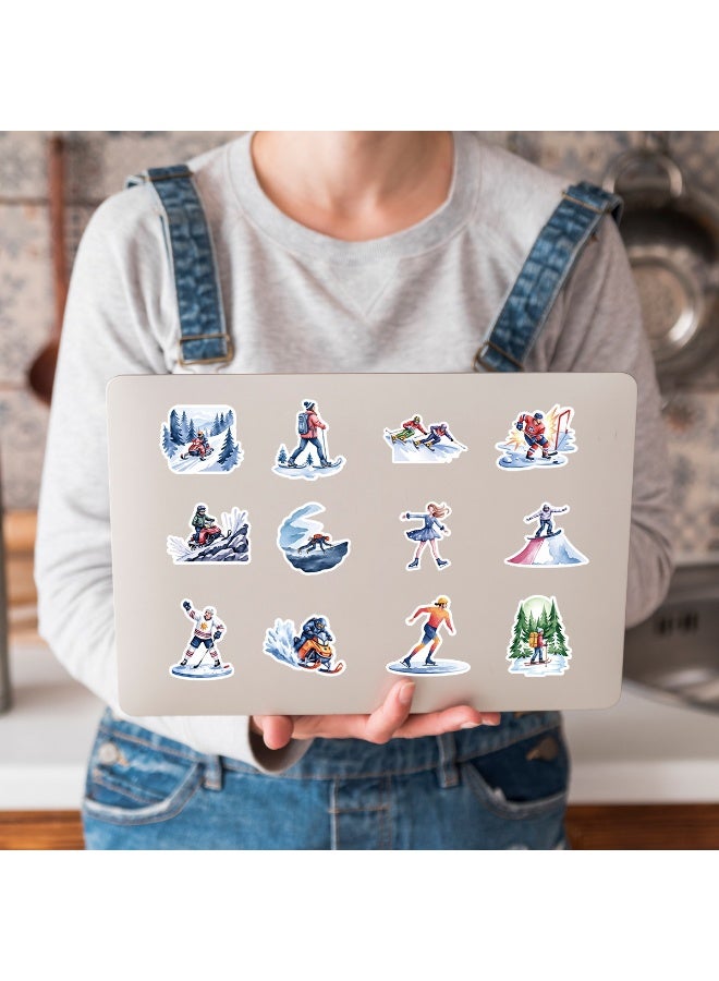 قوس قزح أورينبو 50 قطعة من ملصقات الرياضات الشتوية المصنوعة من الفينيل المقاومة للماء للسيارة وزجاجة الماء والكمبيوتر المحمول والأمتعة والخوذة والهاتف هدايا لمحبي الرياضة - Image 5