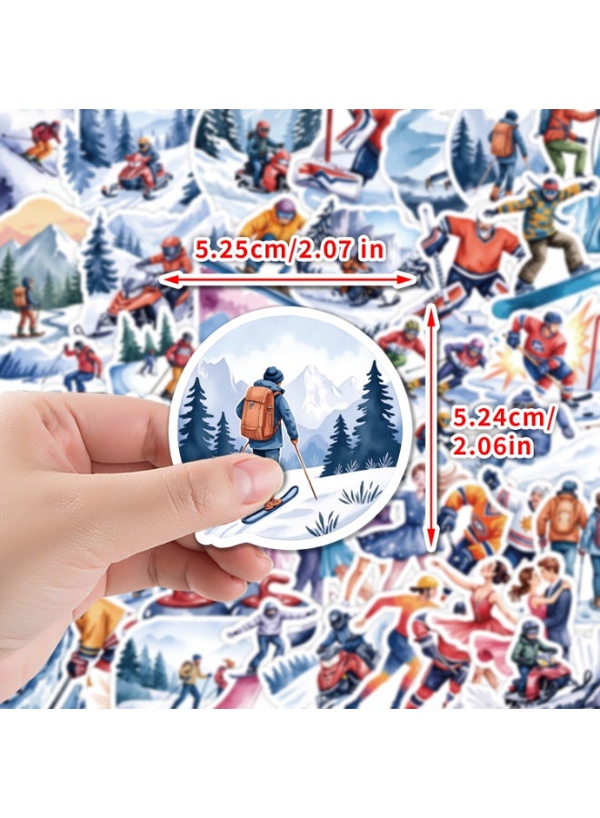 قوس قزح أورينبو 50 قطعة من ملصقات الرياضات الشتوية المصنوعة من الفينيل المقاومة للماء للسيارة وزجاجة الماء والكمبيوتر المحمول والأمتعة والخوذة والهاتف هدايا لمحبي الرياضة - Image 2