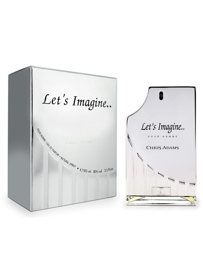 كريس أدمز عطر كريس آدامز Let’s Imagine Eau De Parfum 100ML عطر جذاب يدوم طويلاً للرجال العصريين عطر أنيق ومنعش ومعزز للمزاج للاستخدام اليومي والمناسبات الخاصة - Image 1