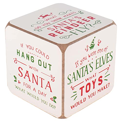 DEMDACO Conversation Block Soft Cream 3 x 3 MDF Wood Christmas Party Game Activity - Image 1