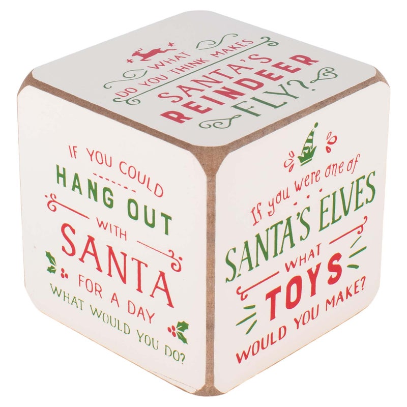 DEMDACO Conversation Block Soft Cream 3 x 3 MDF Wood Christmas Party Game Activity - Image 4