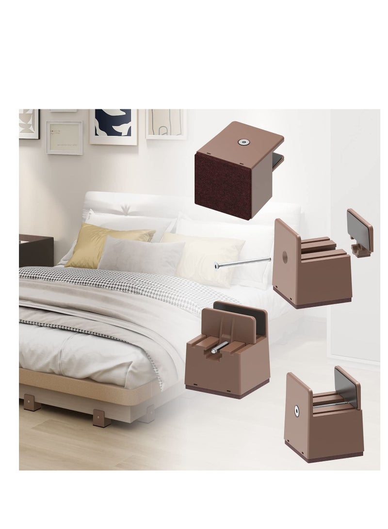 Y&D 2 inch Bed Risers with Adjustable Screw Clamp, 4 Pack Lifts for Recliners Table Sofa Chairs Fit 0 to 2" Furniture Leg Thickness Support 5000 LBS Per Heavy Duty Brown - Image 1