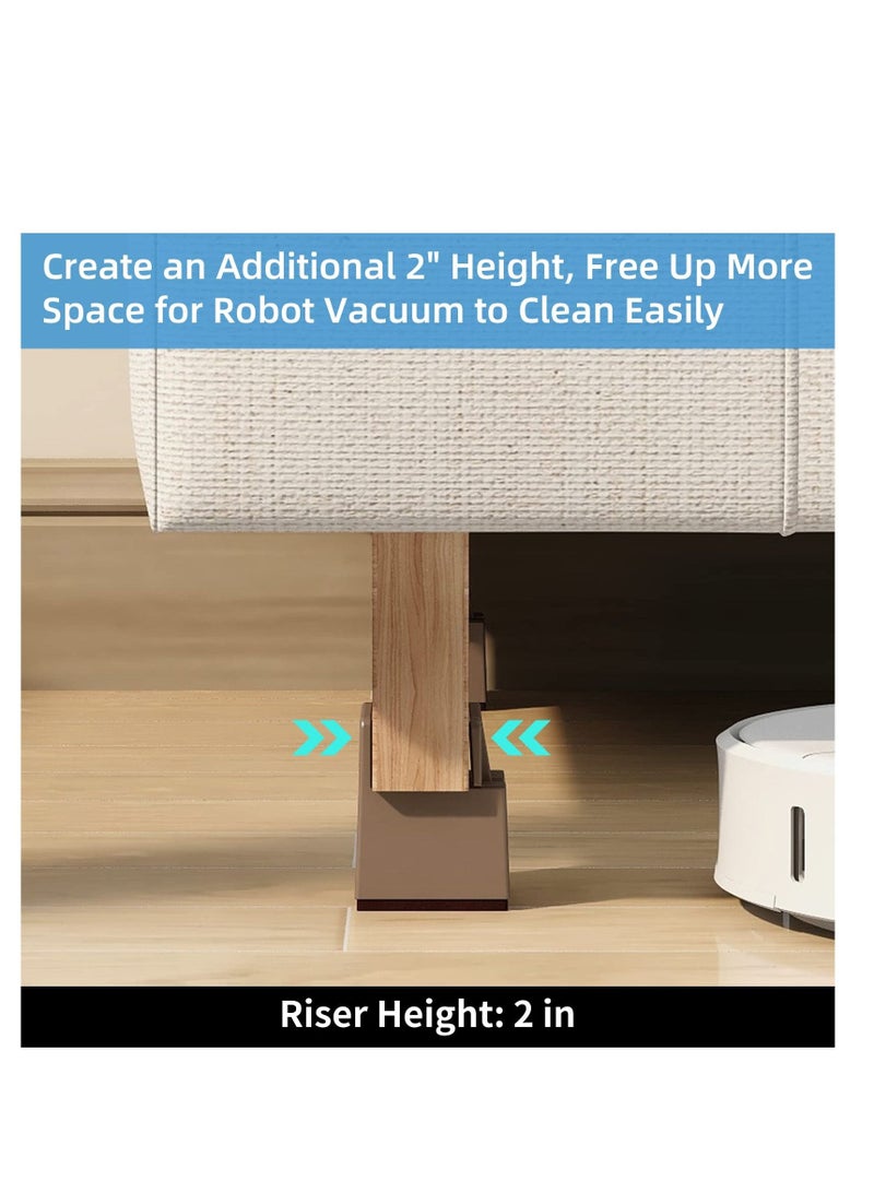 Y&D 2 inch Bed Risers with Adjustable Screw Clamp, 4 Pack Lifts for Recliners Table Sofa Chairs Fit 0 to 2" Furniture Leg Thickness Support 5000 LBS Per Heavy Duty Brown - Image 2