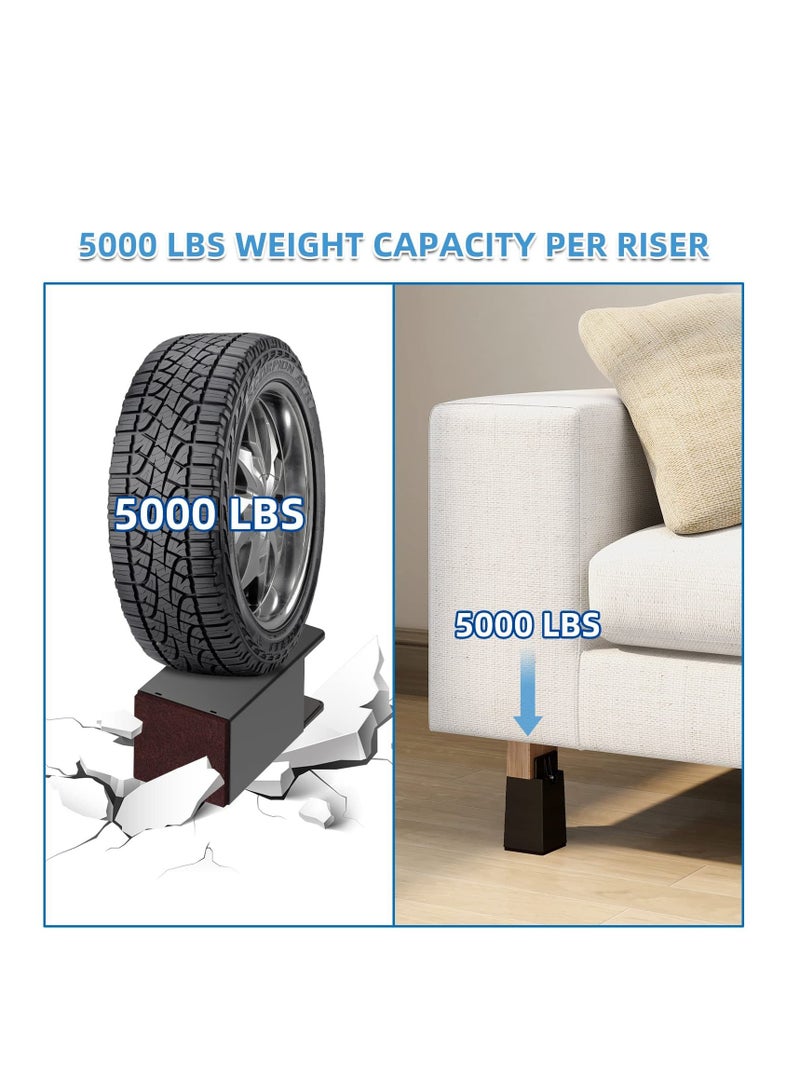 Y&D 2 inch Bed Risers with Adjustable Screw Clamp, 4 Pack Lifts for Recliners Table Sofa Chairs Fit 0 to 2" Furniture Leg Thickness Support 5000 LBS Per Heavy Duty Brown - Image 4