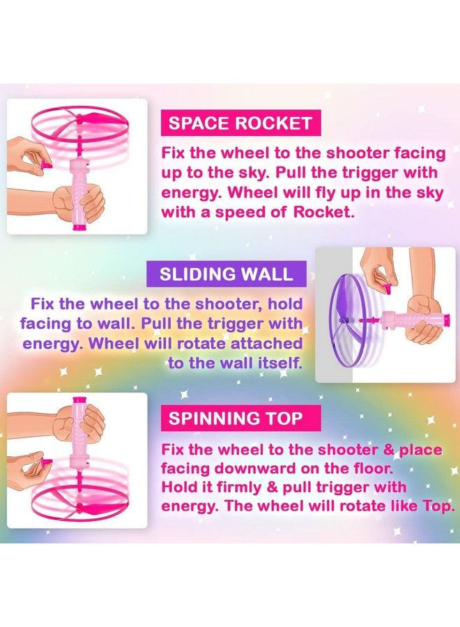 RATNA'S يونيكورن العجلات الطائرة 3 في 1 يمكن استخدامه كصاروخ فضائي وزلاجة حائط ودوامة للأطفال (وردي بنفسجي) - Image 3
