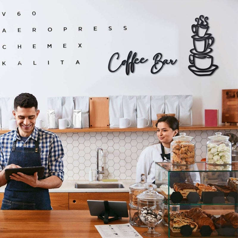 Al Raied ARS® 3 Pieces Coffee Bar Sign - Rustic Acrylic Coffee Cup Wall Art for Home and Restaurants - Image 5