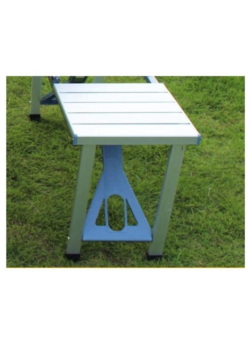 DubaiGallery Folding Camping Picnic Table with 4 Seats with Garden Umbrella Hole Portable Table Aluminum Alloy Frame with Soft Handle Suitable for Barbecue Travel Outing - Image 3