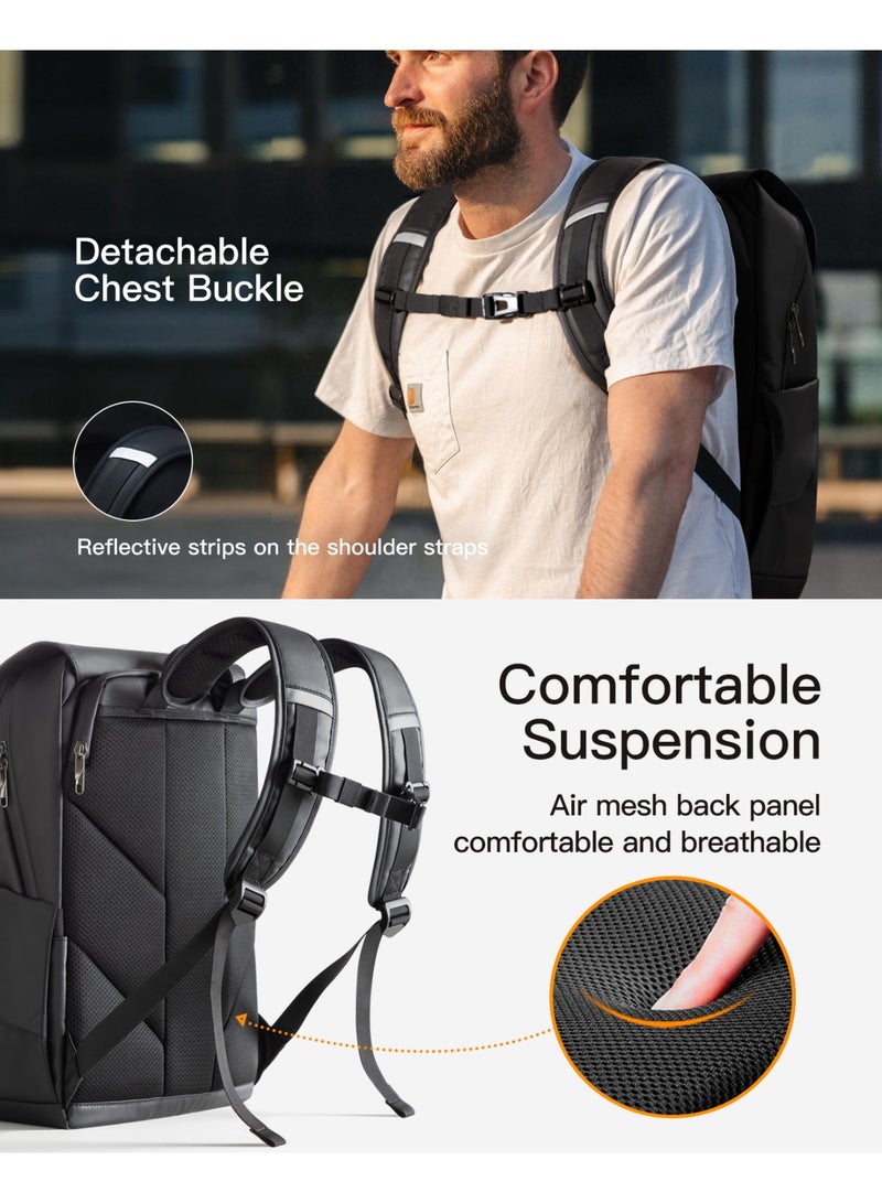 Inateck 22.8L Expandable Laptop Backpack Water Resistant Travel Backpack with Side Pockets Black - Image 4