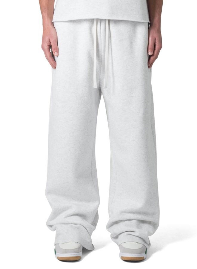 HeSaYep Men's Fleece Lined Sweatpants Baggy Wide Leg Lounge Sweat Pants with Pockets, White Grey, XL - Image 1