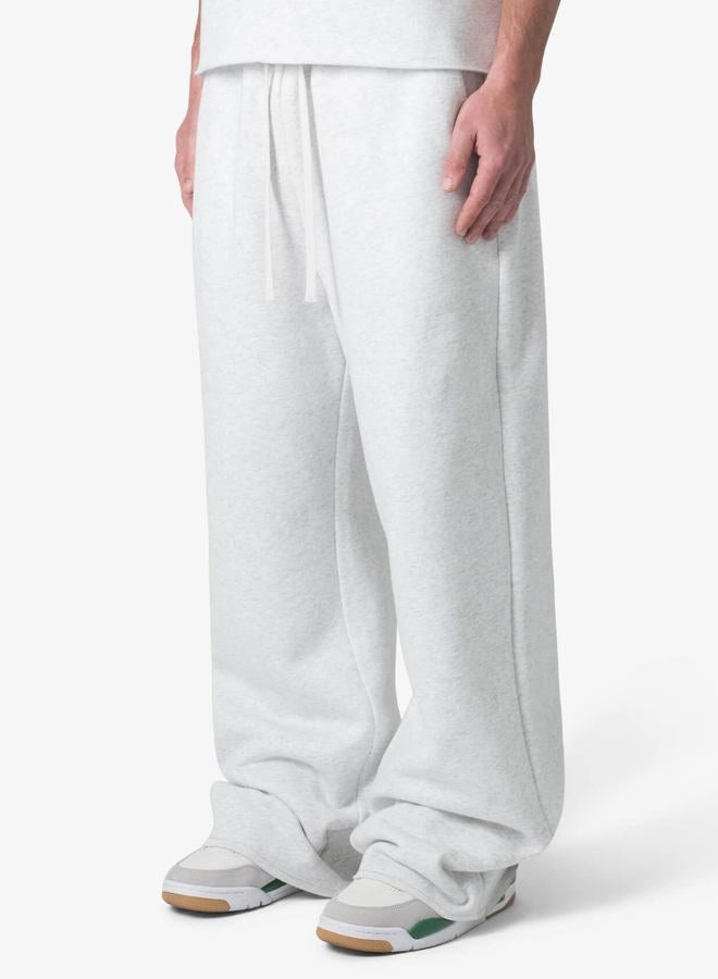 HeSaYep Men's Fleece Lined Sweatpants Baggy Wide Leg Lounge Sweat Pants with Pockets, White Grey, XL - Image 3