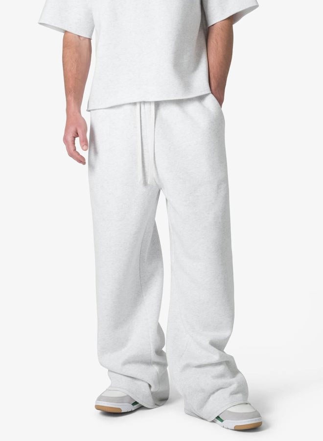 HeSaYep Men's Fleece Lined Sweatpants Baggy Wide Leg Lounge Sweat Pants with Pockets, White Grey, XL - Image 5
